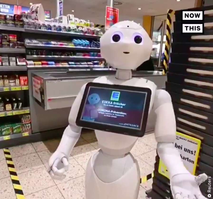 Robots reinforce social distancing Covid19 Retailer Response